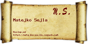Matejko Sejla névjegykártya